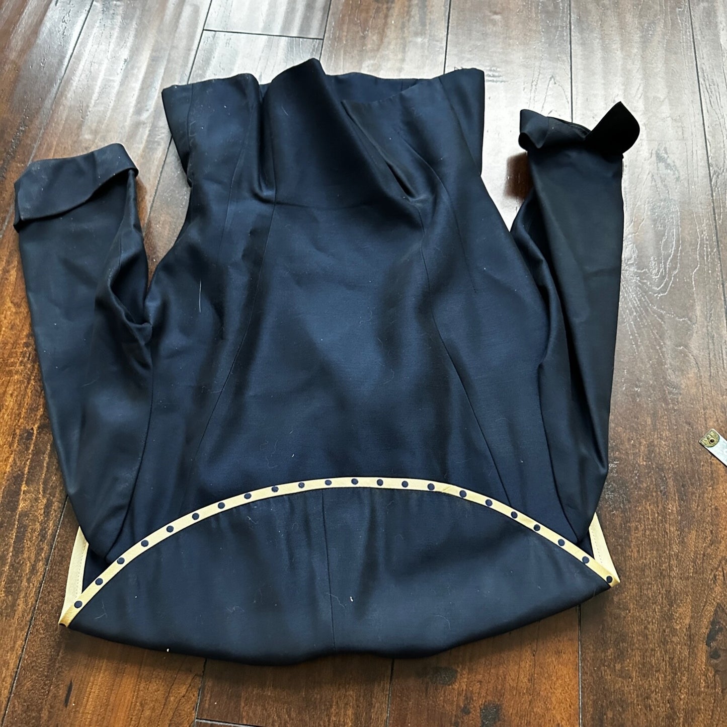 Real Vintage 1940s R & K Original Long Navy Top Button Down Dress Women's 40s