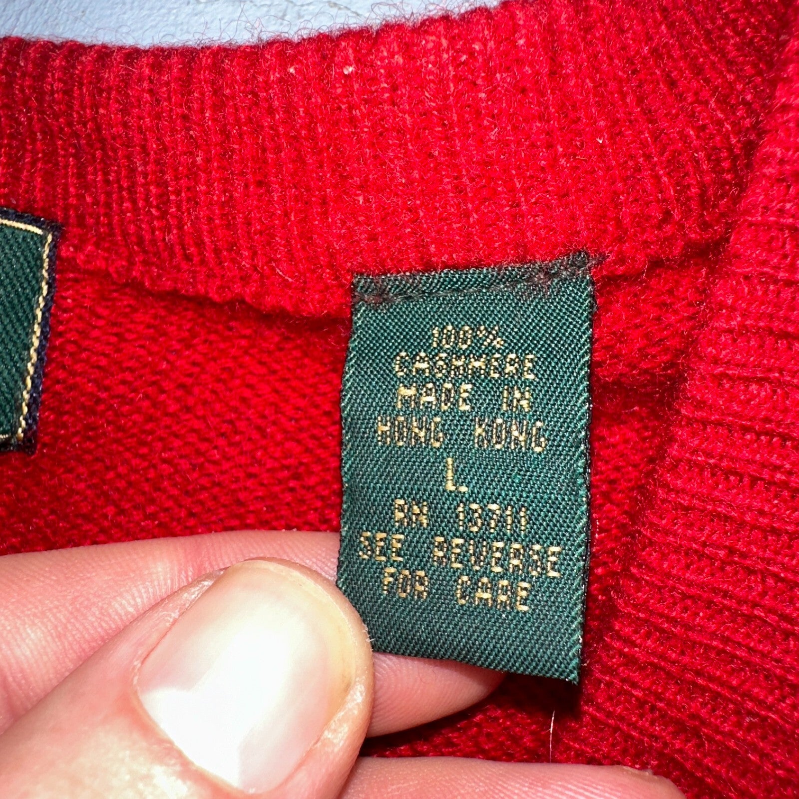 Embassy Row Sweater Men's L Red Cashmere Wool Knit V Neck Pullover