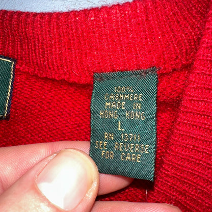 Embassy Row Sweater Men's L Red Cashmere Wool Knit V Neck Pullover