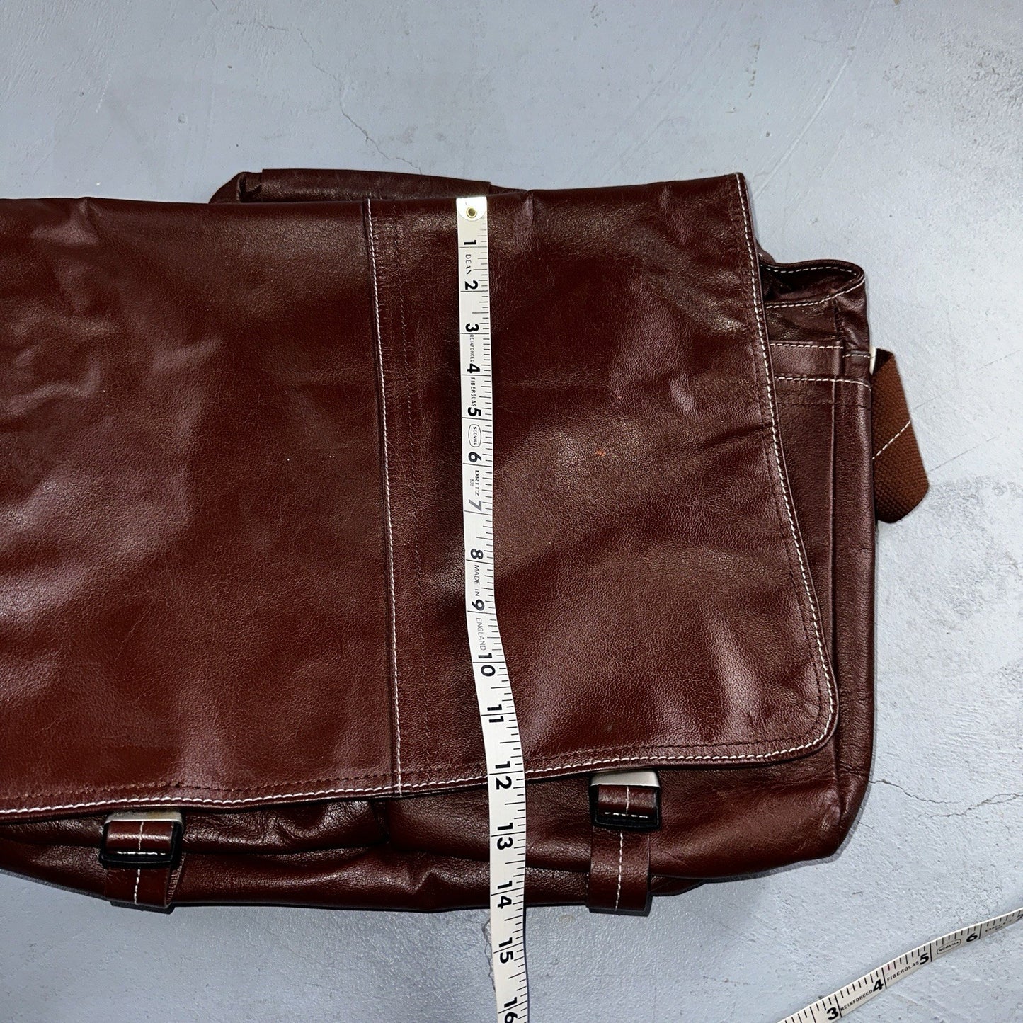 Rich Brown Leather Messenger Satchel Computer Laptop Cross Body Bag