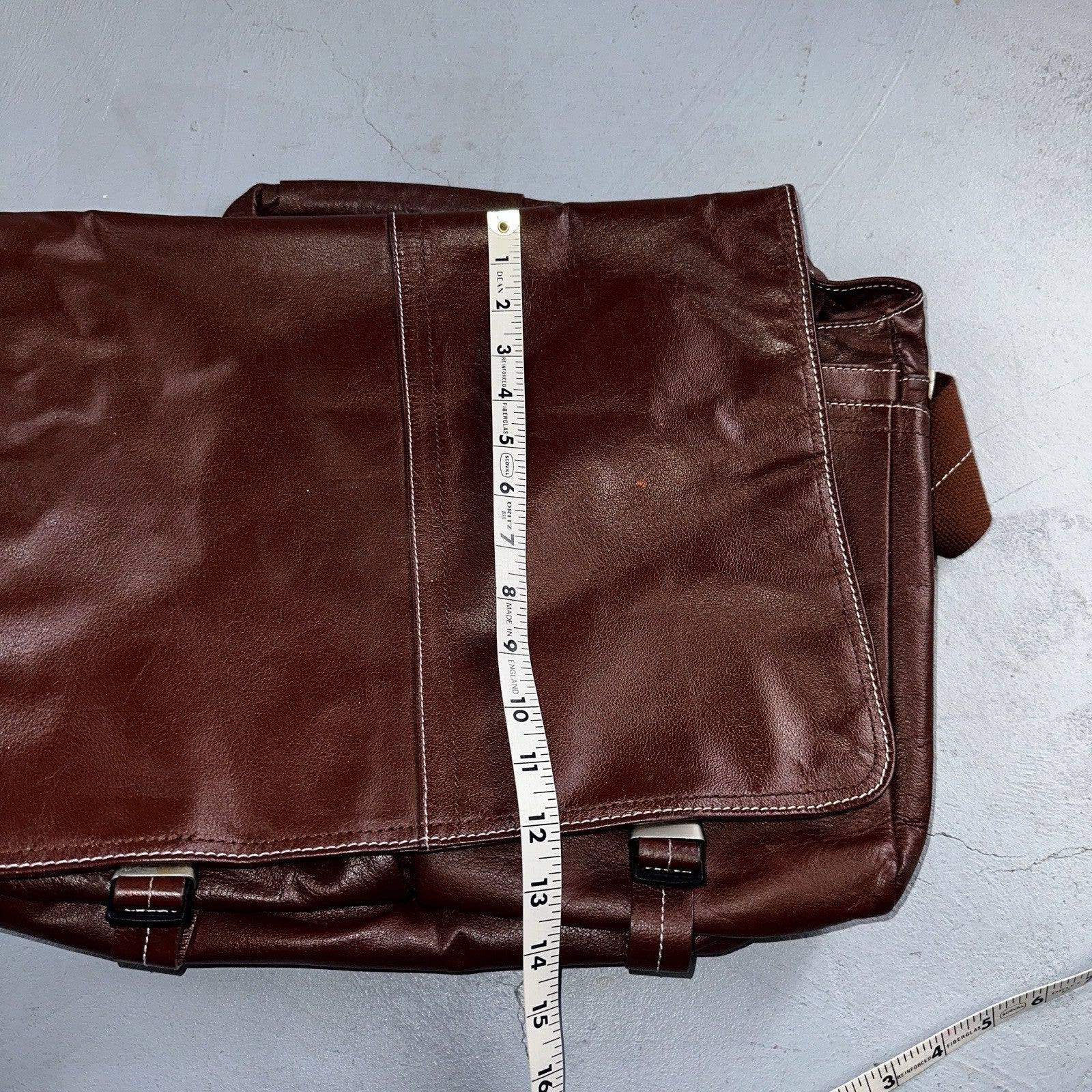 Rich Brown Leather Messenger Satchel Computer Laptop Cross Body Bag