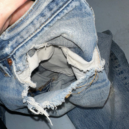 Levis 501 Vintage 90s USA XX Straight Leg Jeans Blue Thrashed 36x36 Act 33x31