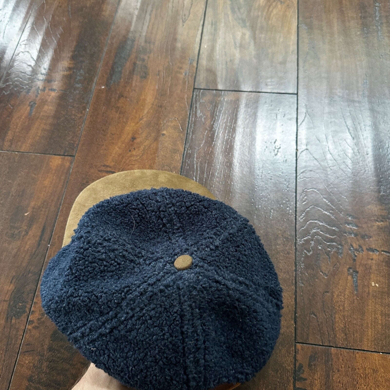 Pendleton Sport Hat Fleece Suede Flap Camp Navy USA Made Vtg 90s