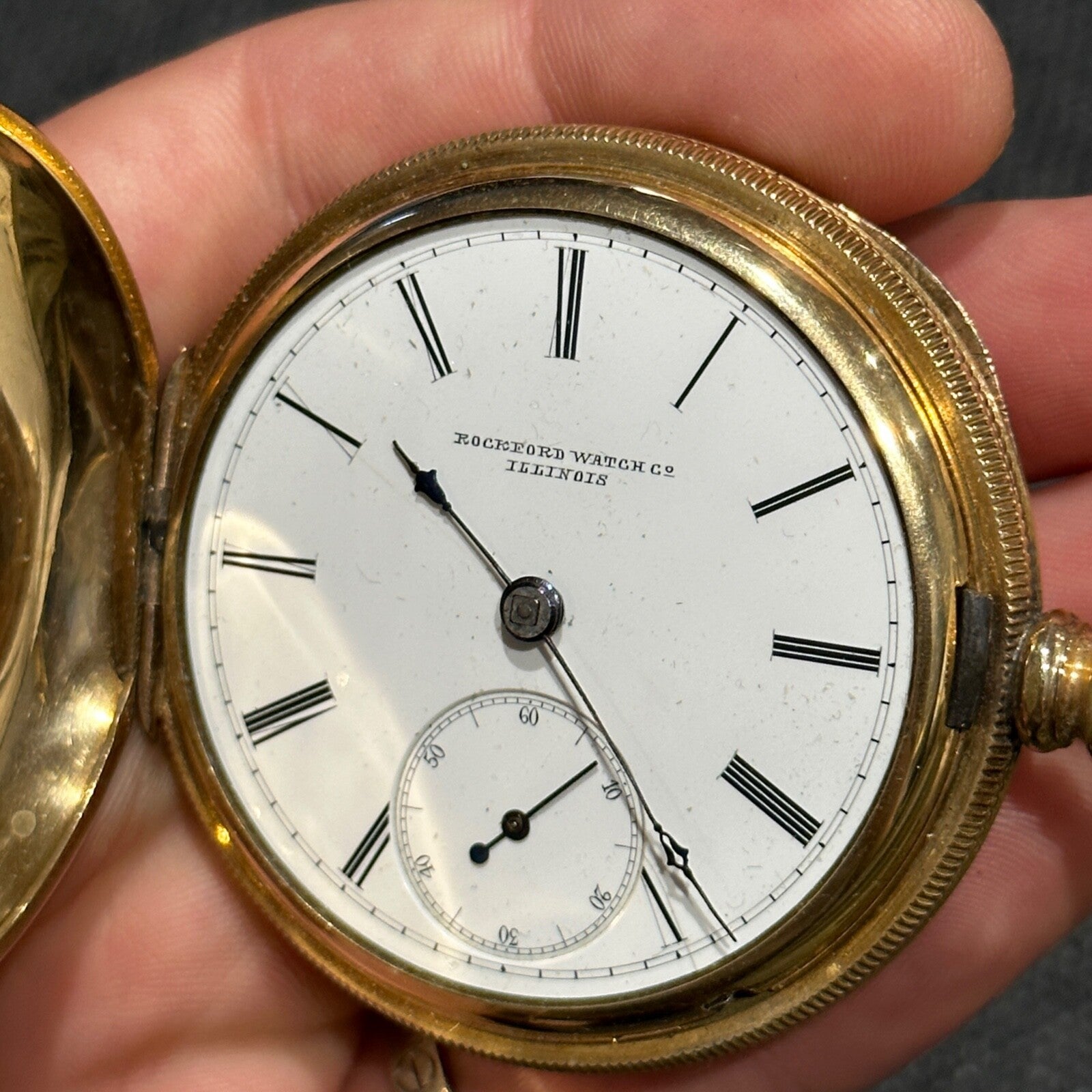 Rare 1882 Rockford Watch Co. Illinois Working Pocket Watch Hunter Case