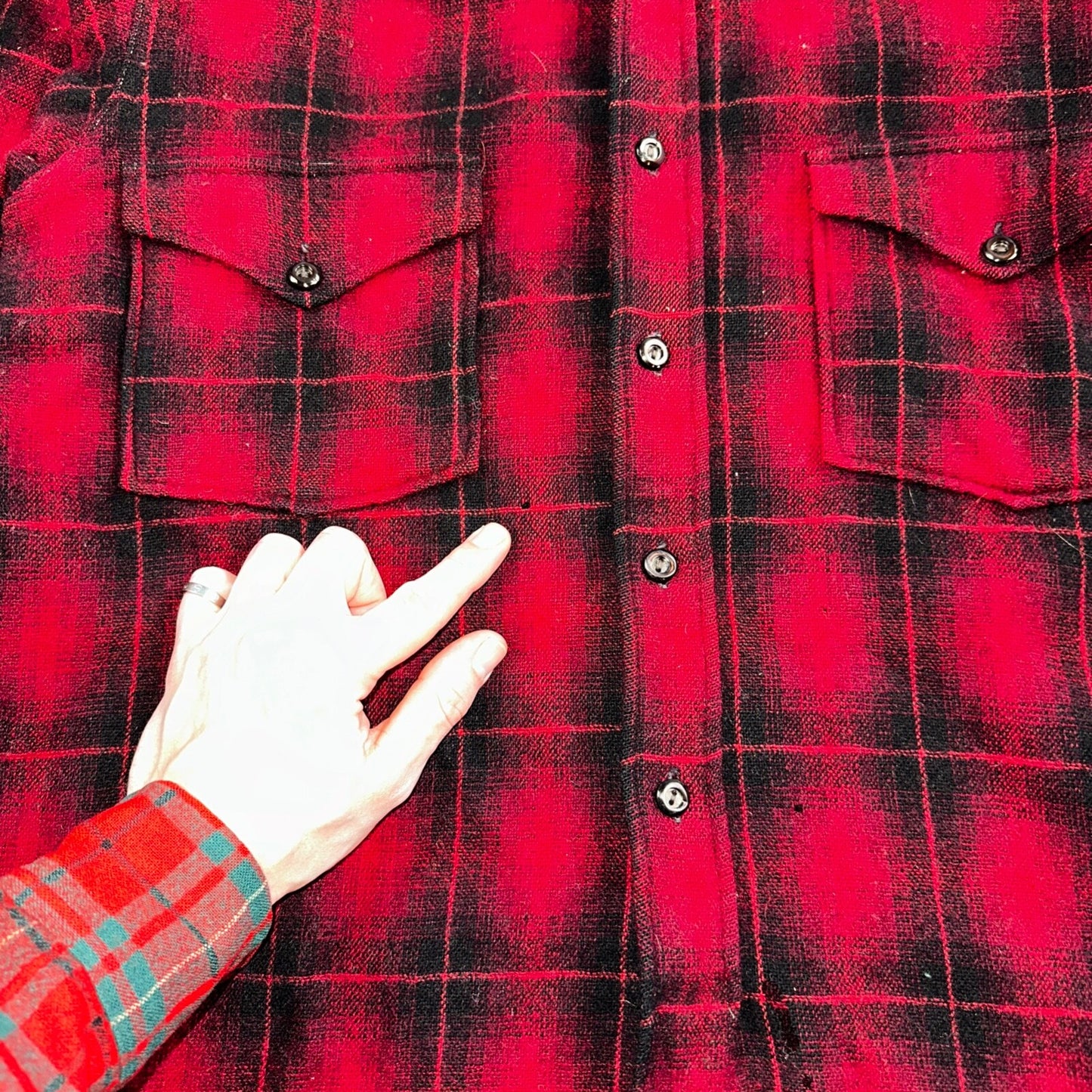 Pendleton 1930s VTG Wool Shirt Jacket Long Sleeve Flannel Buffalo Plaid 30s 40s