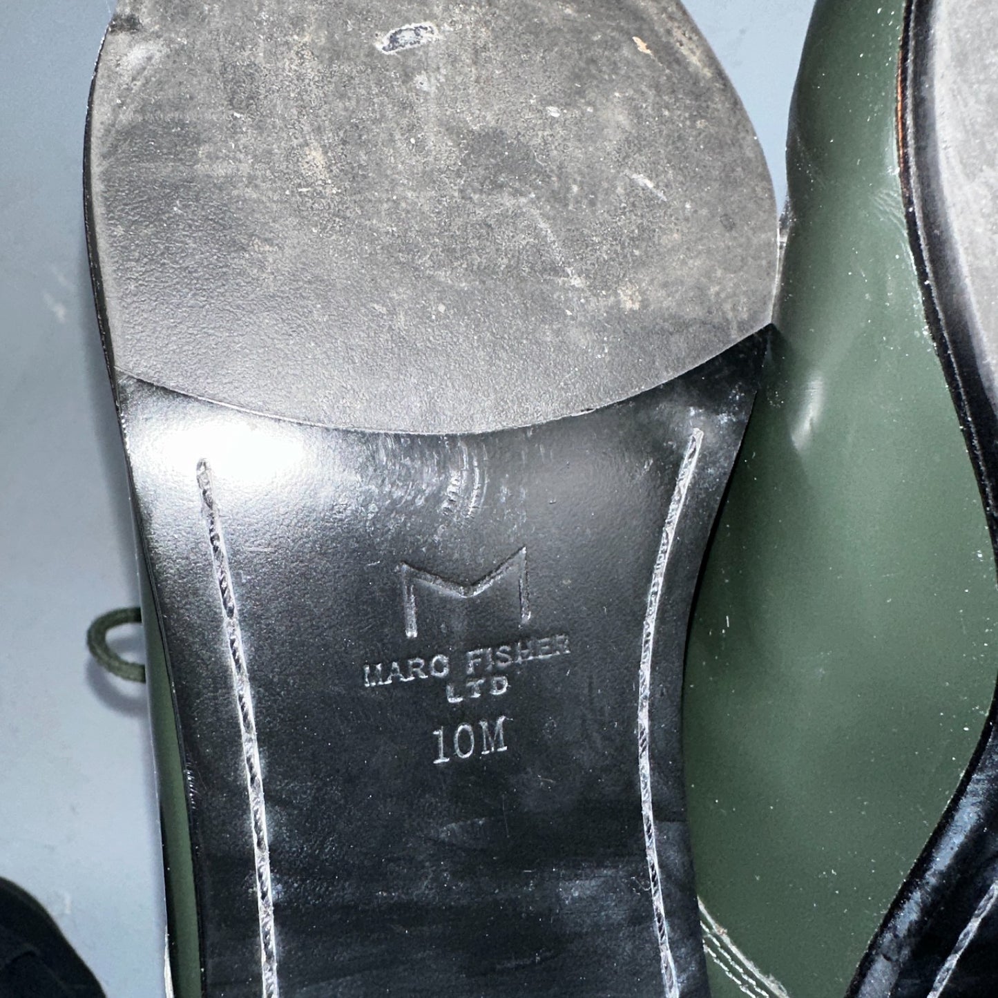 Marc Fisher Women's 10 Green Patent Leather Dress Shoes Boots Heel LACE MLETTA