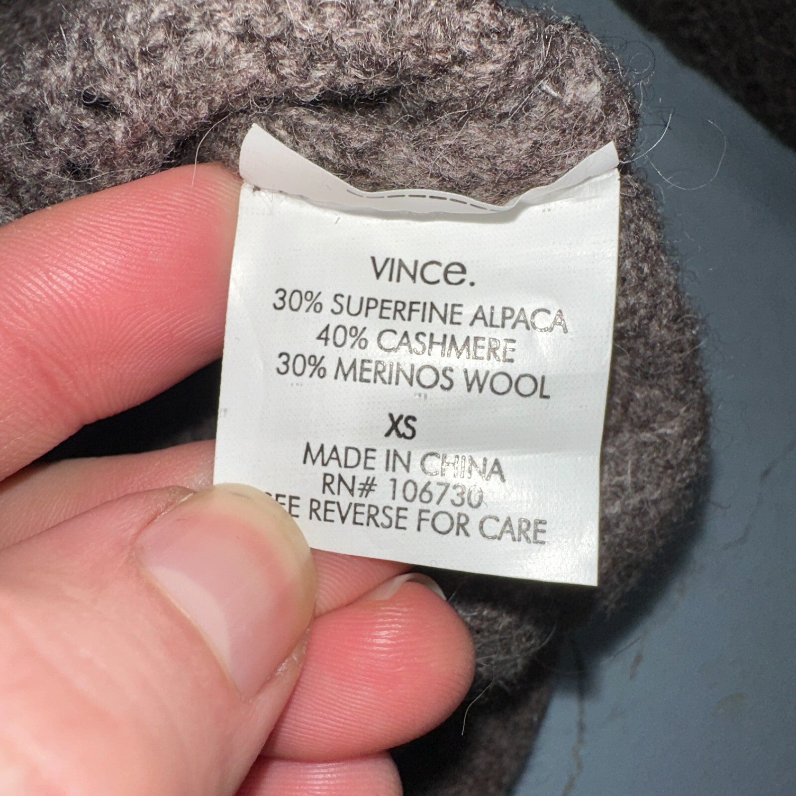 Vince Wool Cashmere Sweater Size XS Brown Cardigan Alpaca Chunky Knit