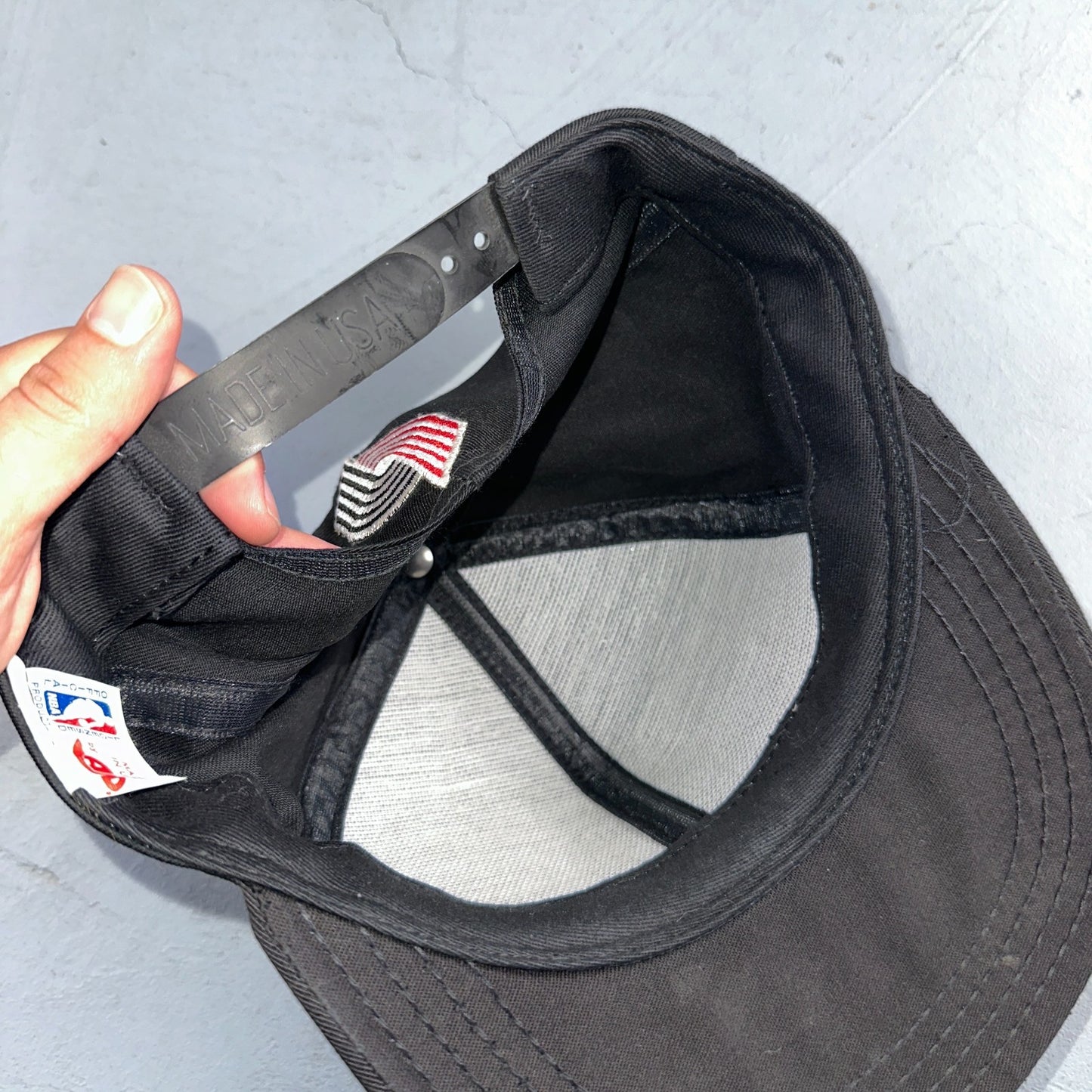 VTG 1990 NBA Finals Snapback Hat Blazers Black Red PDX USA Made Basketball Cap