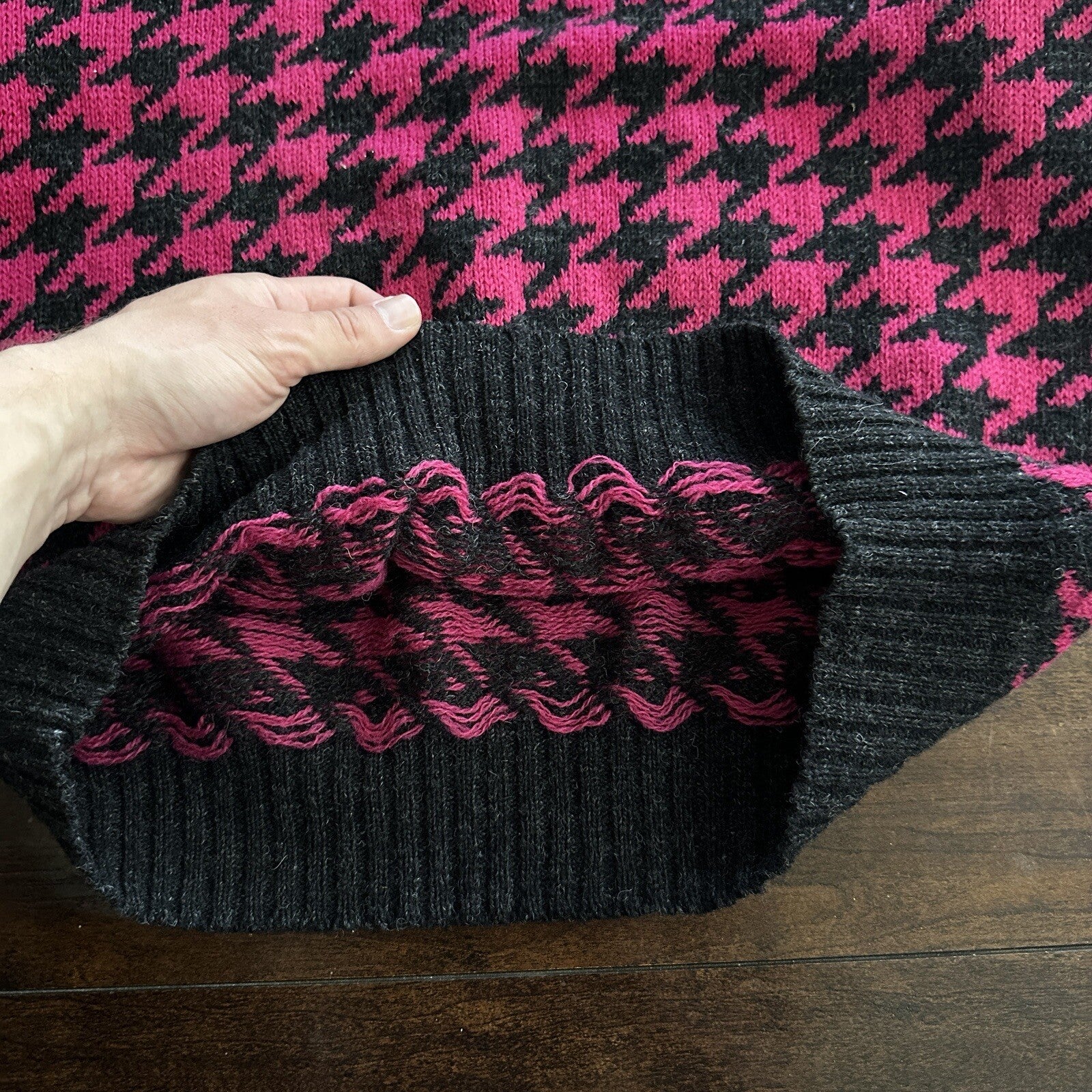 Nordstrom Vtg Brass Plum Womens Shetland Wool Aztec Knit Sweater Rockabilly 80s