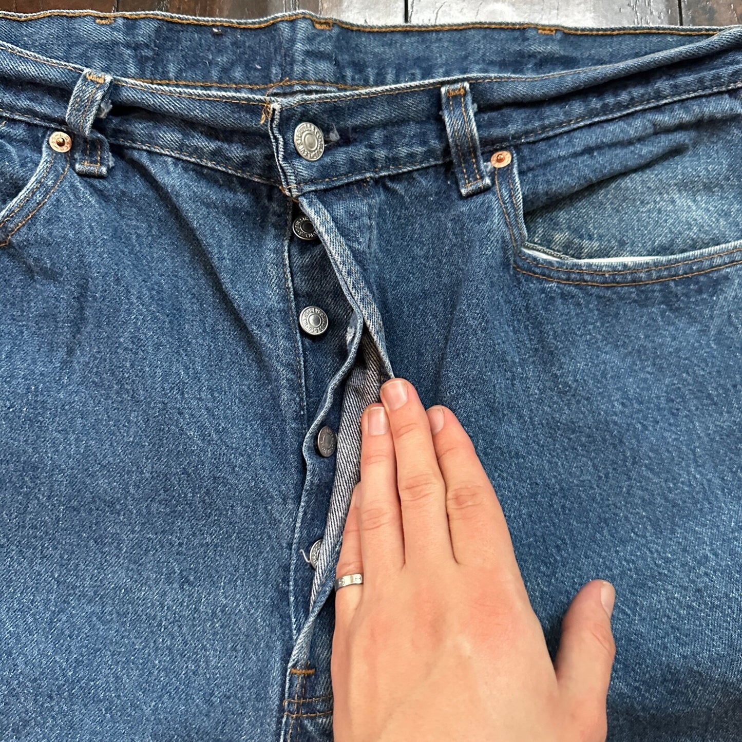 VTG 90s Levis 501 Button Fly 40x36 USA Tag Jeans Straight Wash Blue XX Act 36x32