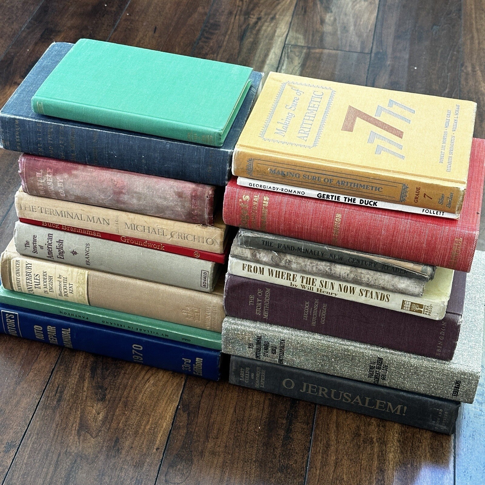 Lot 18 Cool Old Vintage Antique Rare Hardcover Random Books Green Coffee Table