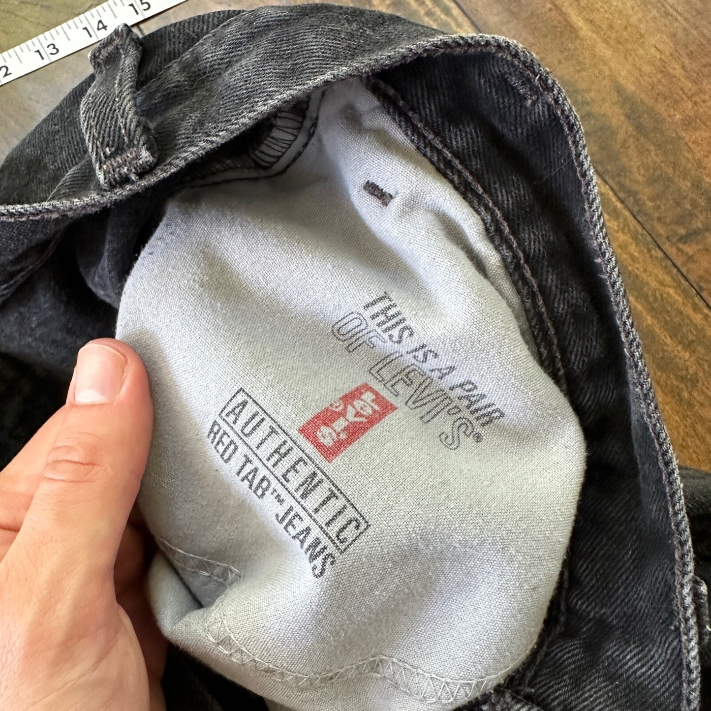 Levis 505 Vintage 90s Straight Leg XX Mexico Jeans 38x32 Black Wash Act 33x30