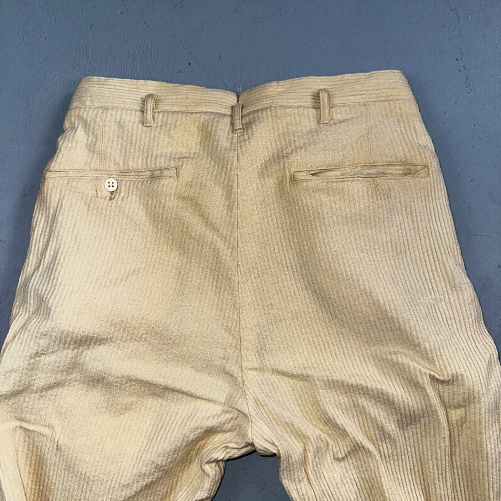 1930s 1940s Pants Mens 27 Yellow Corduroy Chino Straight Pockets Palm Beach Suit