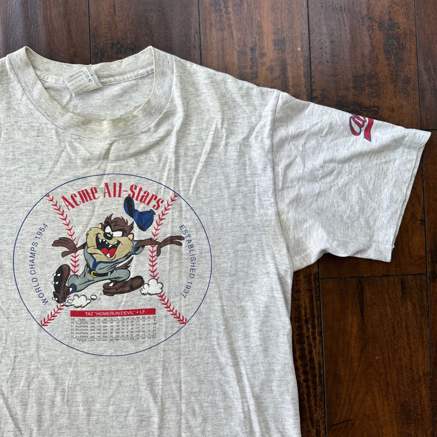 Acme All Stars Vintage T Shirt Taz Homerun Devil Looney Tunes 90s 1991 Baseball