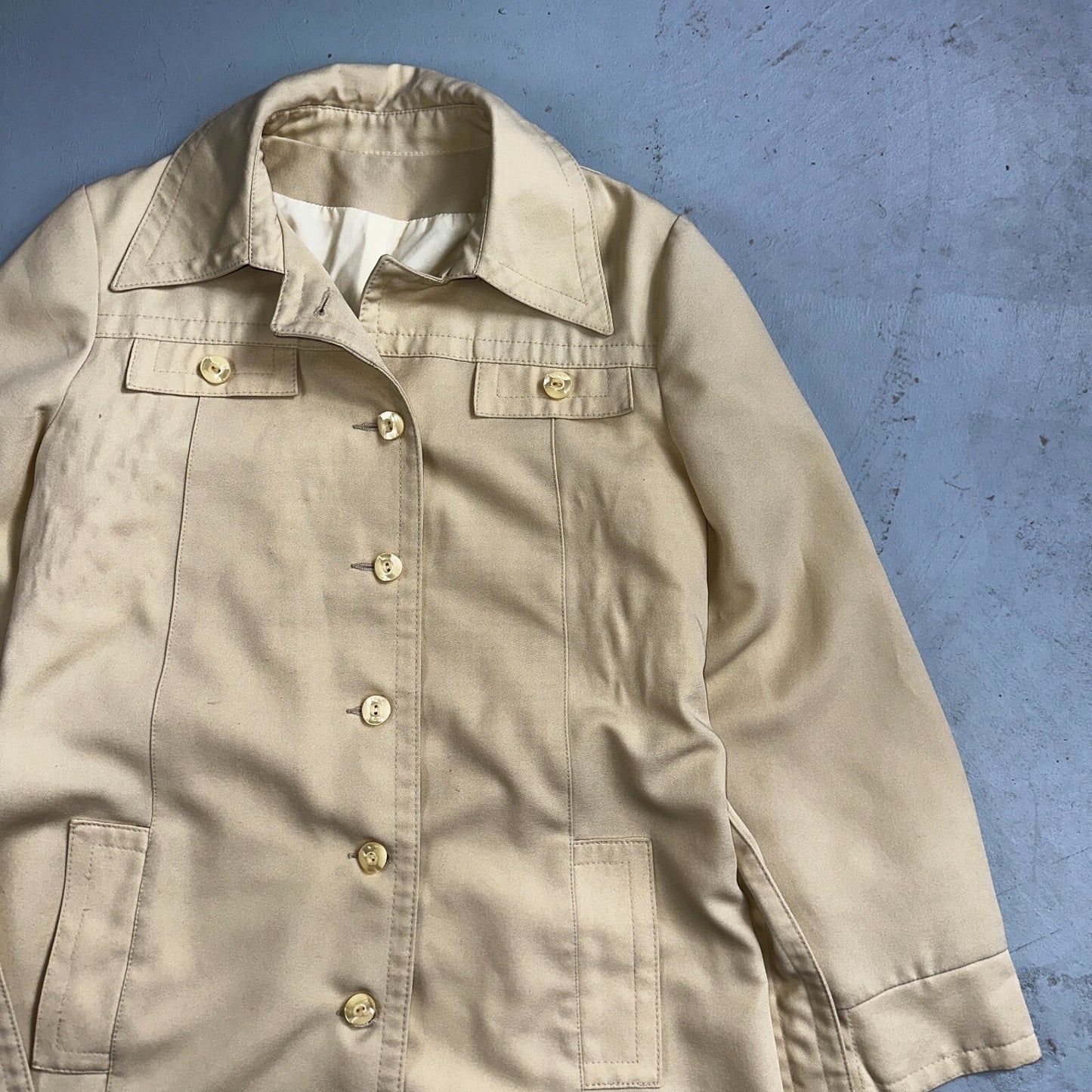 Puget Sounder Beige Canvas Belted Trench Coat Rockabilly 1960s 60s Womens