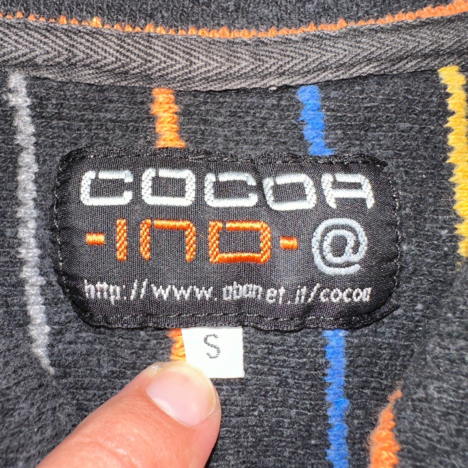 Vintage Cocoa Indo Italy Knit Polo Shirt Small Black Striped Long Sleeve 90s Y2K