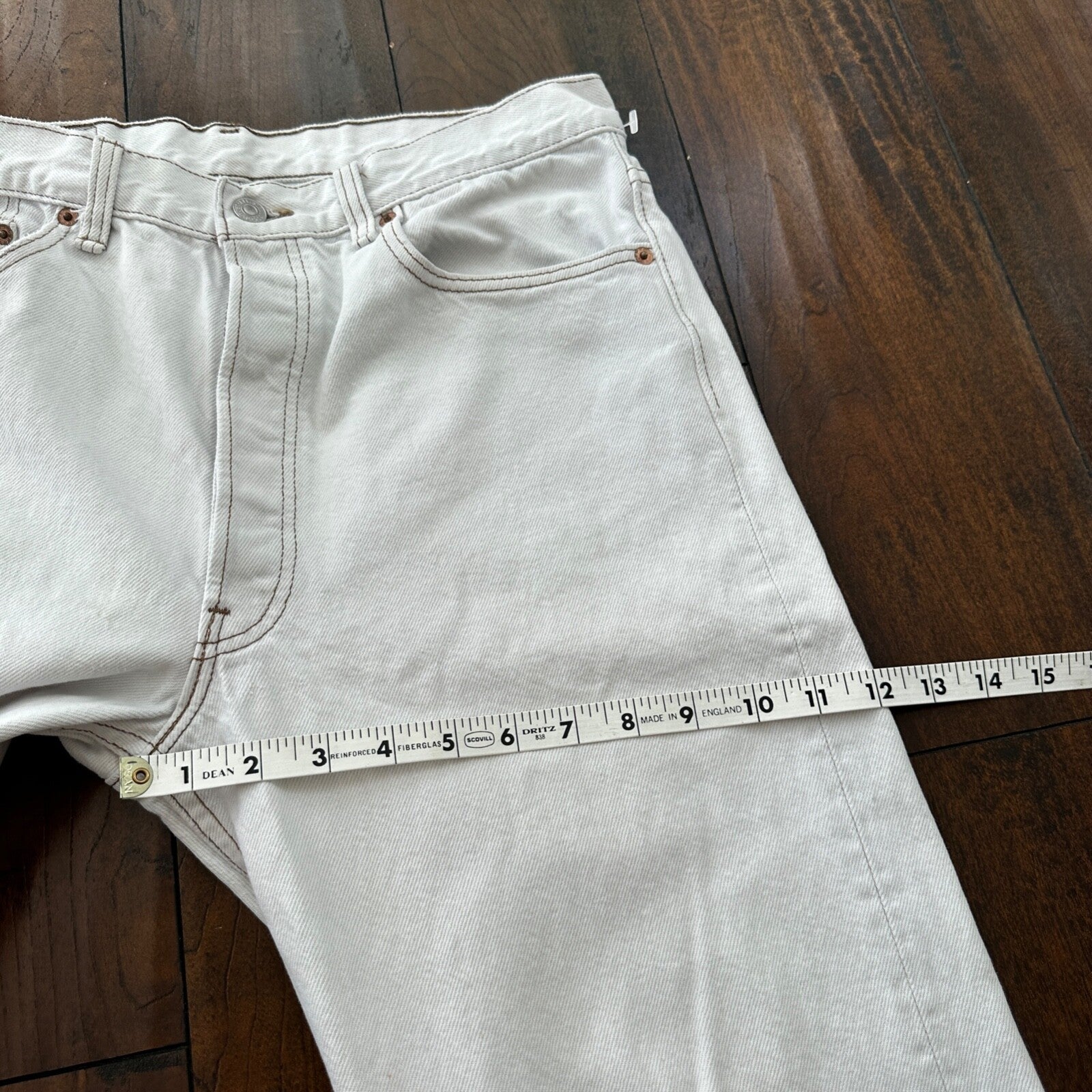 Vintage 90s Levis 501 USA 34x34 Tag Jeans 80s White Bleach Wash Act Worn 31x30