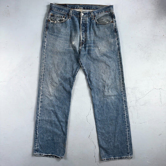 Levis 501 Vintage Y2K XX Straight Leg Jeans 90s Blue Med Wash 34x32 Act 31x31