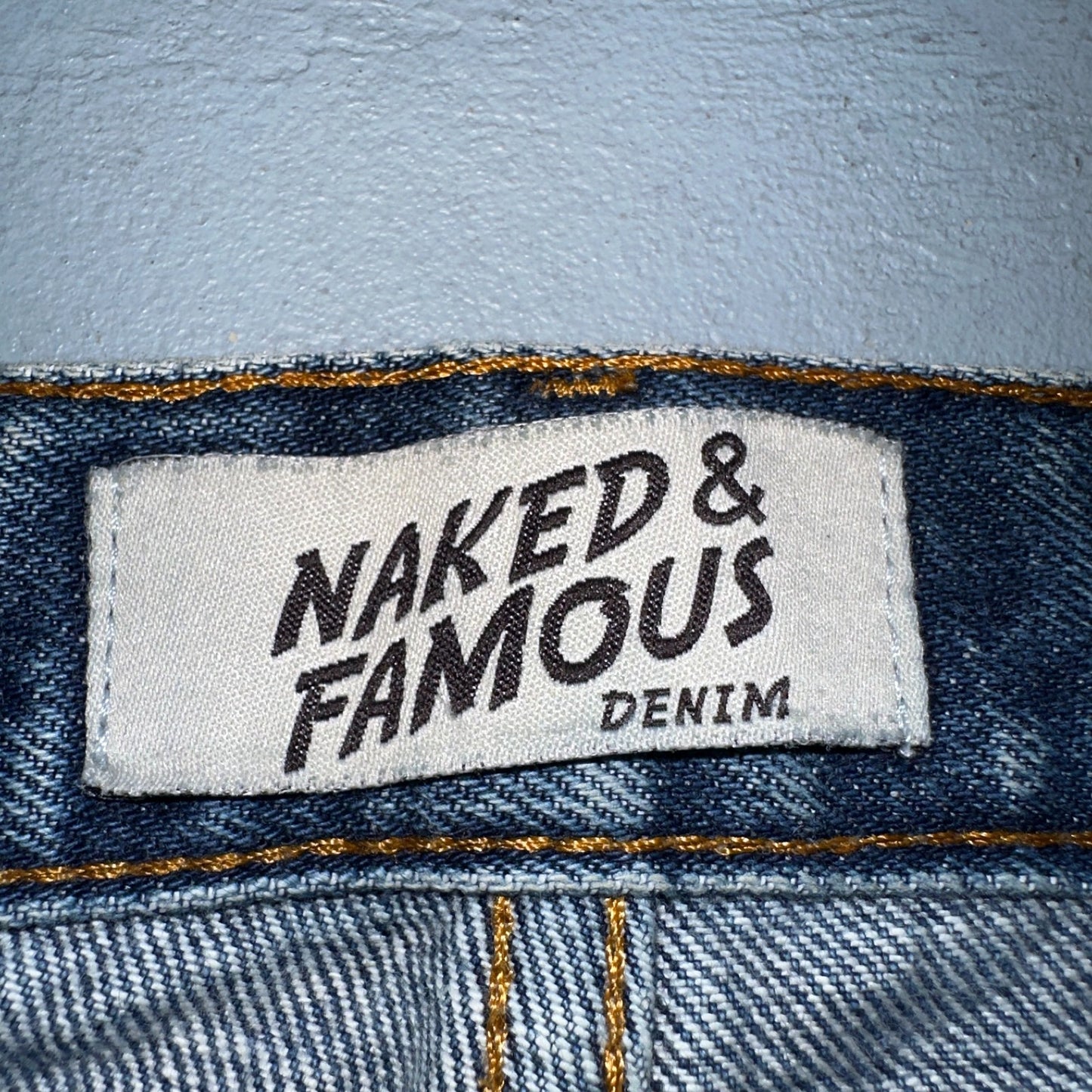 Naked & Famous Jeans Mens 30x36 Blue Dirty Fade Selvedge Denim Skinny Guy