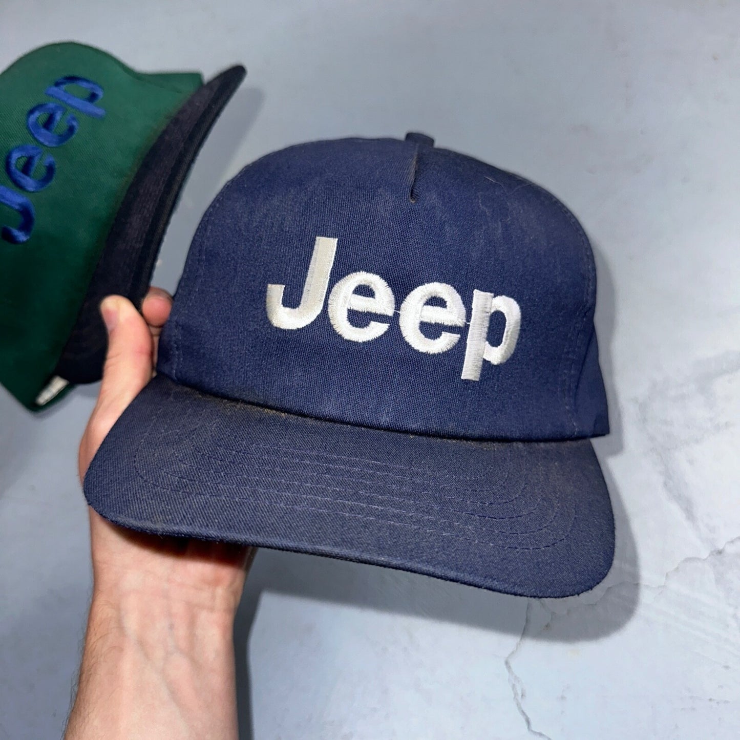 Jeep Lot of 2 VTG Hat Cap Snapback Trucker Embroidered Cars Trucks Set