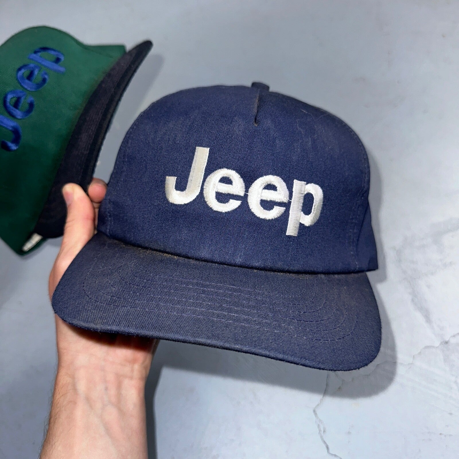 Jeep Lot of 2 VTG Hat Cap Snapback Trucker Embroidered Cars Trucks Set