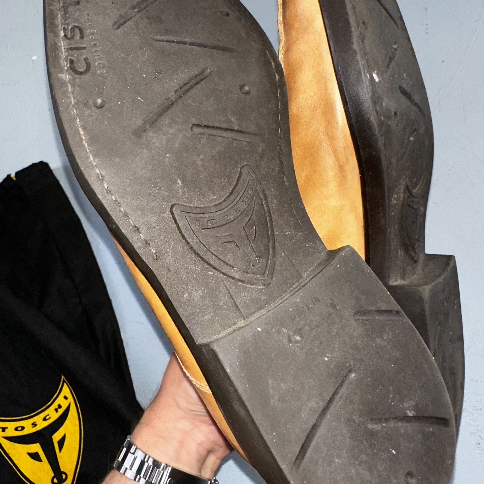 Michael Toschi Mario Men's Lace-up Brown Leather Shoes 8.5 Long Toe Classy