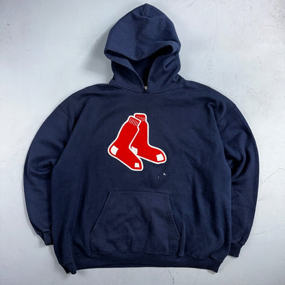 VTG Boston Red Sox Mens Hoodie Adult 2XL Socks Logo Embroidered Pullover 90s