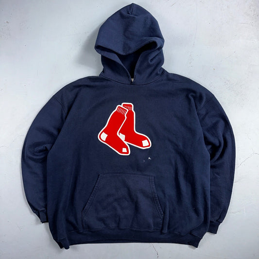 VTG Boston Red Sox Mens Hoodie Adult 2XL Socks Logo Embroidered Pullover 90s