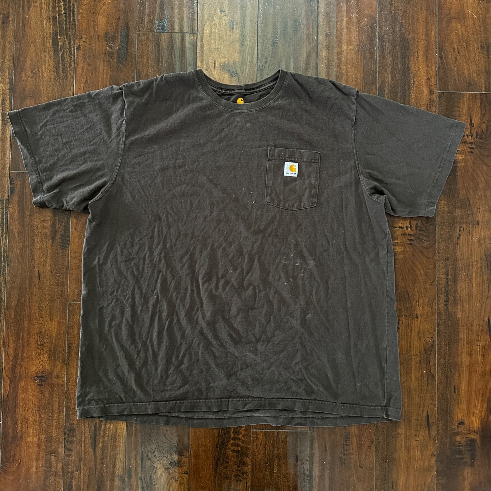 CARHARTT K87 DKB DARK BROWN SHORT SLEEVE POCKET TSHIRT MENS 2X Thrashed