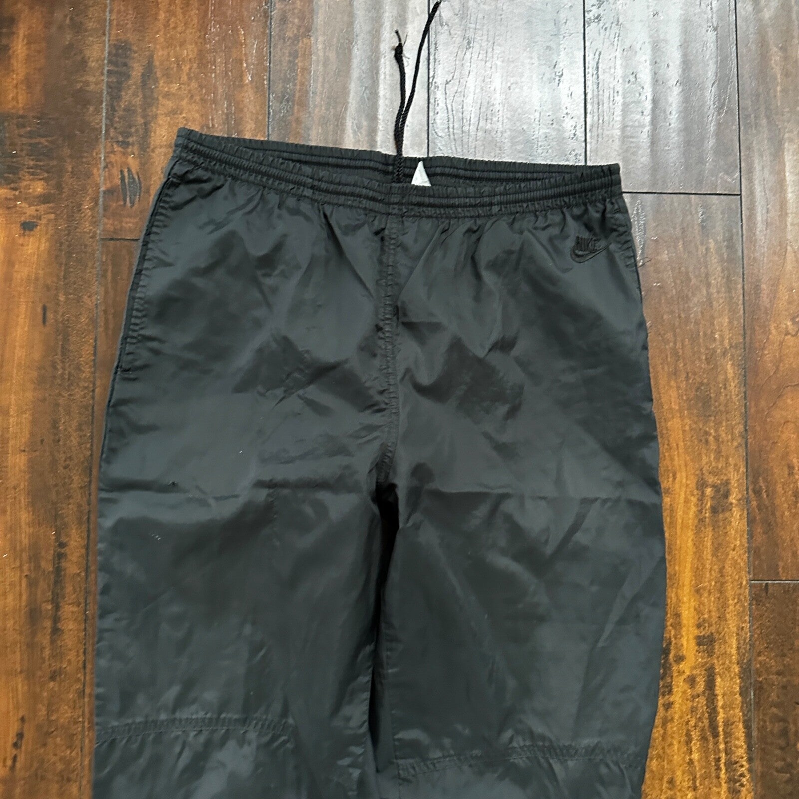 Nike VTG 90s Grey Tag Windpants Track Pants Ankle Zip Unlined Black M 1990s