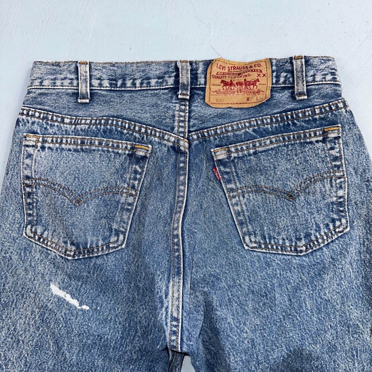 Levis 501 Vintage 90s USA XX Straight Leg Jeans Blue Med Wash 31x34 Act 29x32