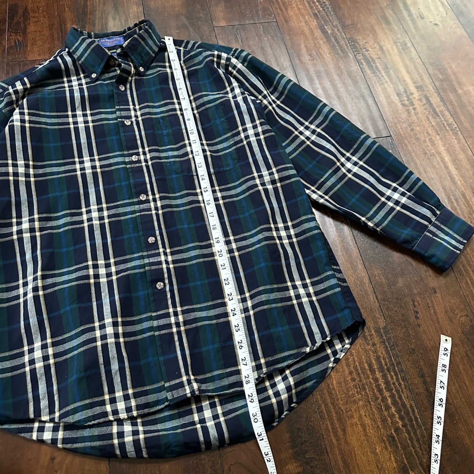 Pendleton Fireside Shirt Sir Pendleton Plaid Wool Flannel Size Large VTG Nice!