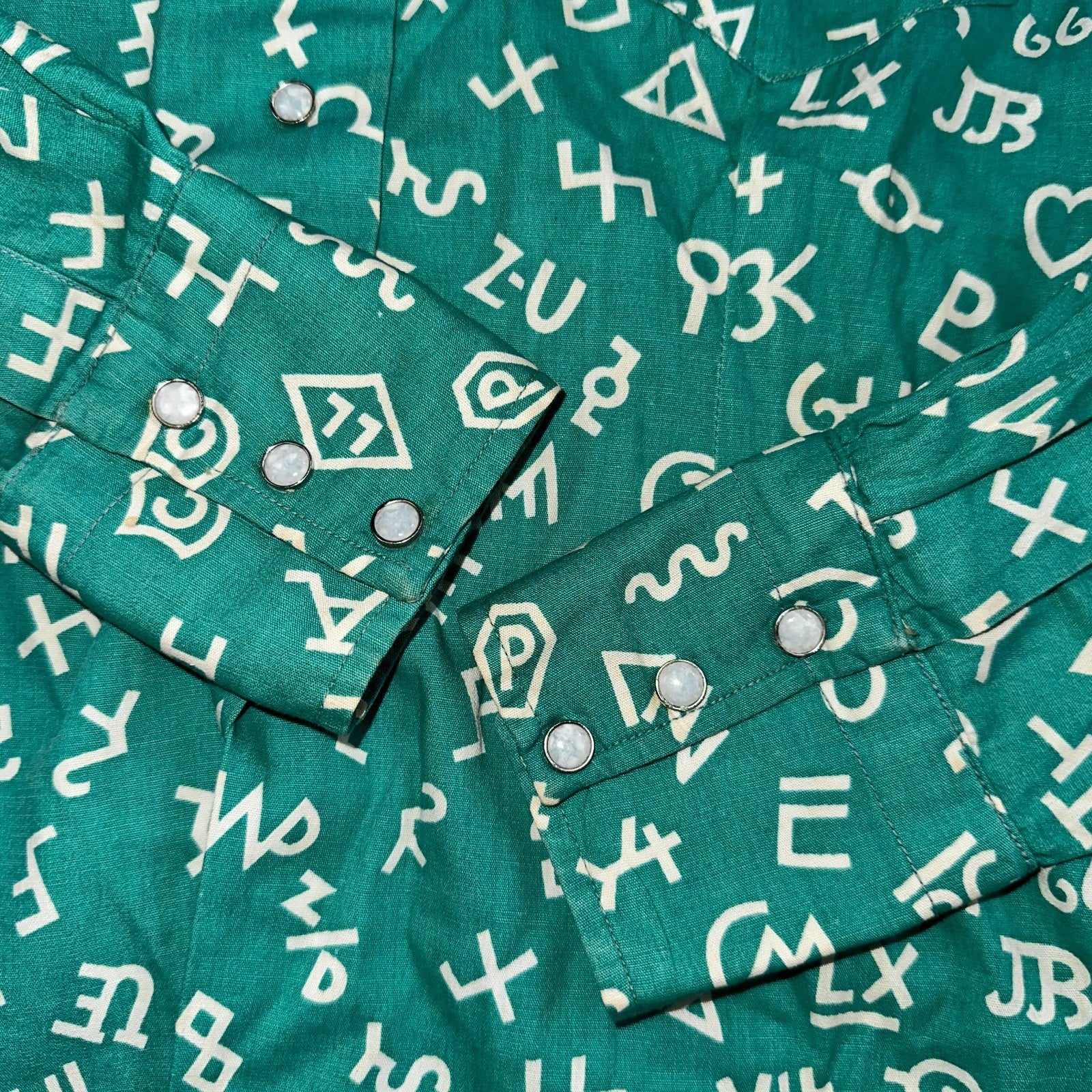 Levis 1950s Shorthorn Novelty Print Pearl Snap Sawtooth Shirt Rockabilly Western