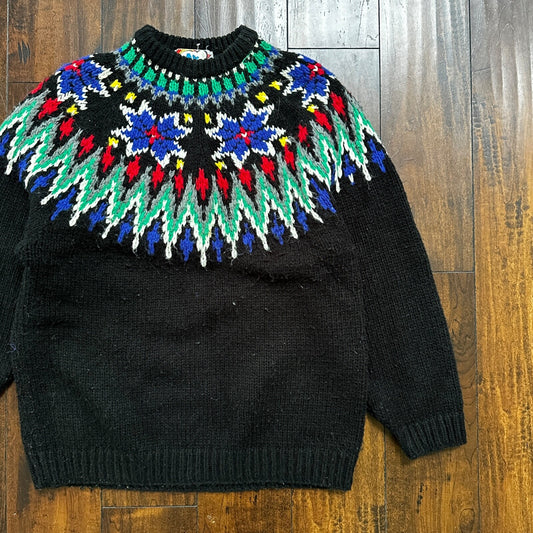 BRAVO Sweater Women's M Multicolor Geometric Pattern Diamond Vibrant Vintage 80s