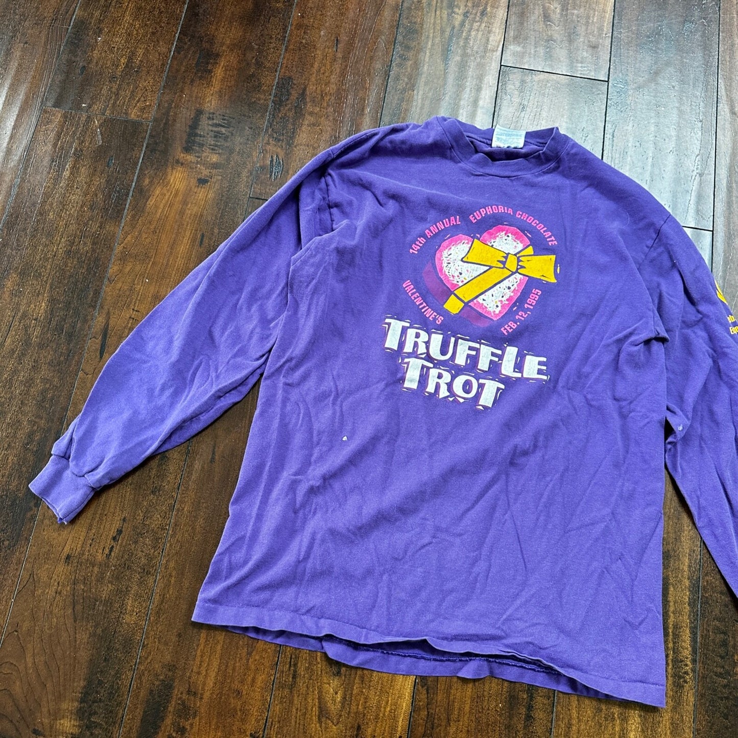 Oregon Truffle Trot Eugene VTG T Shirt Purple Long Sleeve Hanes Love Valentine