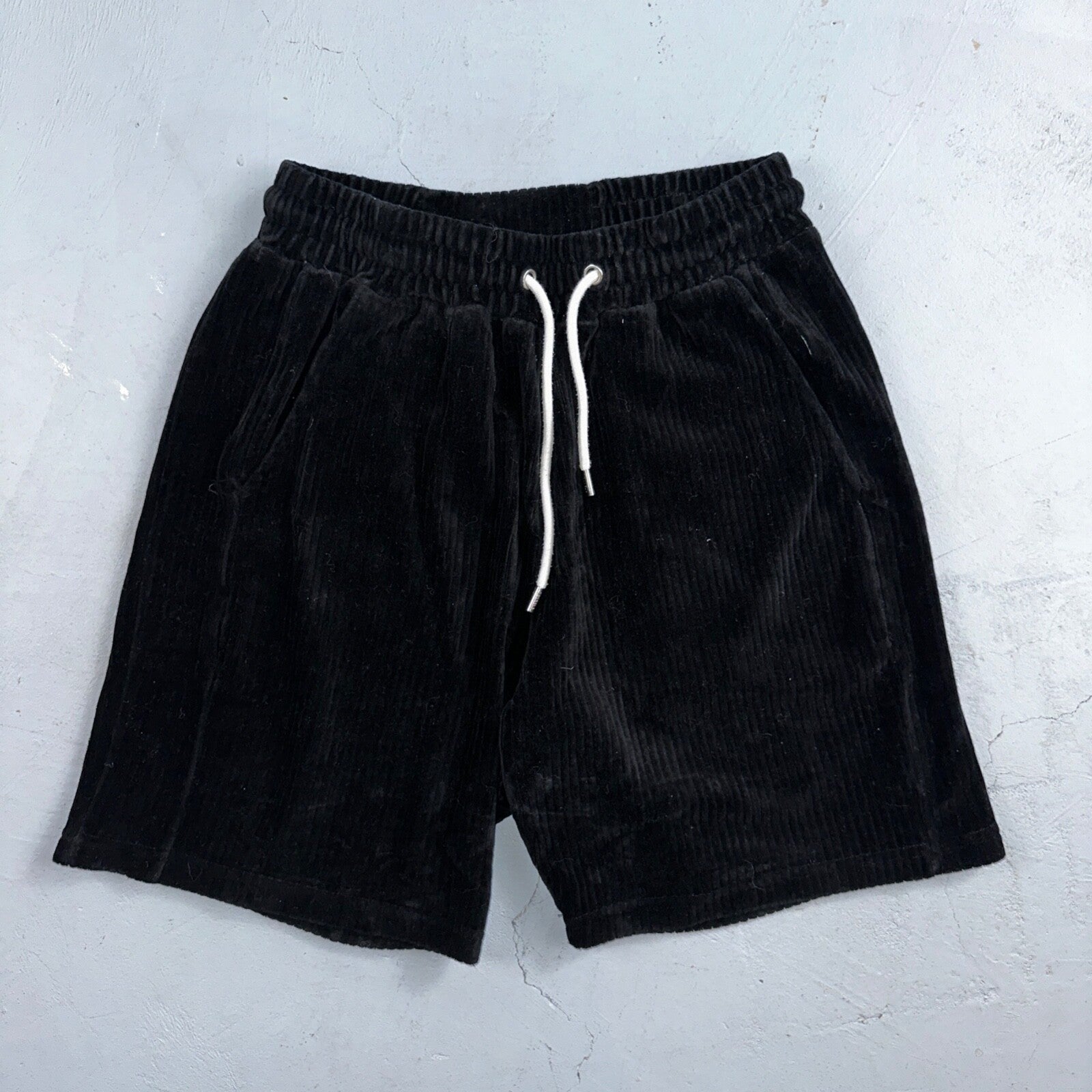 YoungLA Soft Corduroy Black Drawstring Shorts Men's Small Inseam 6" Athletic