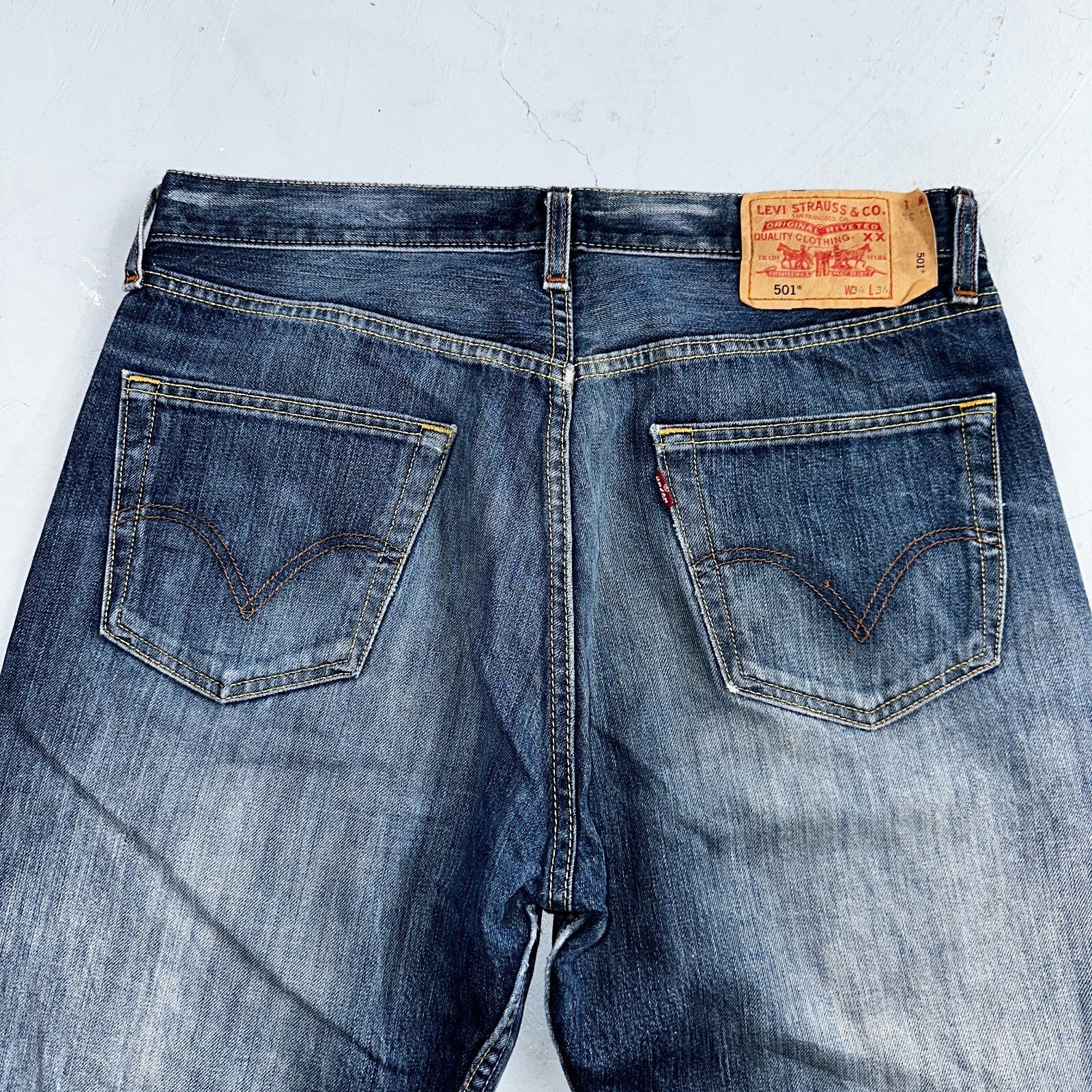 Levis 501 Vintage Y2K XX Straight Leg Jeans Blue Med Wash 34x34 Act 32x30
