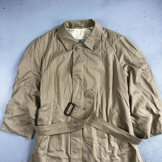 AQUASCUTUM Men's Long Button Up Beige Trench Coat UK 42 Pre-Loved Classic Belted