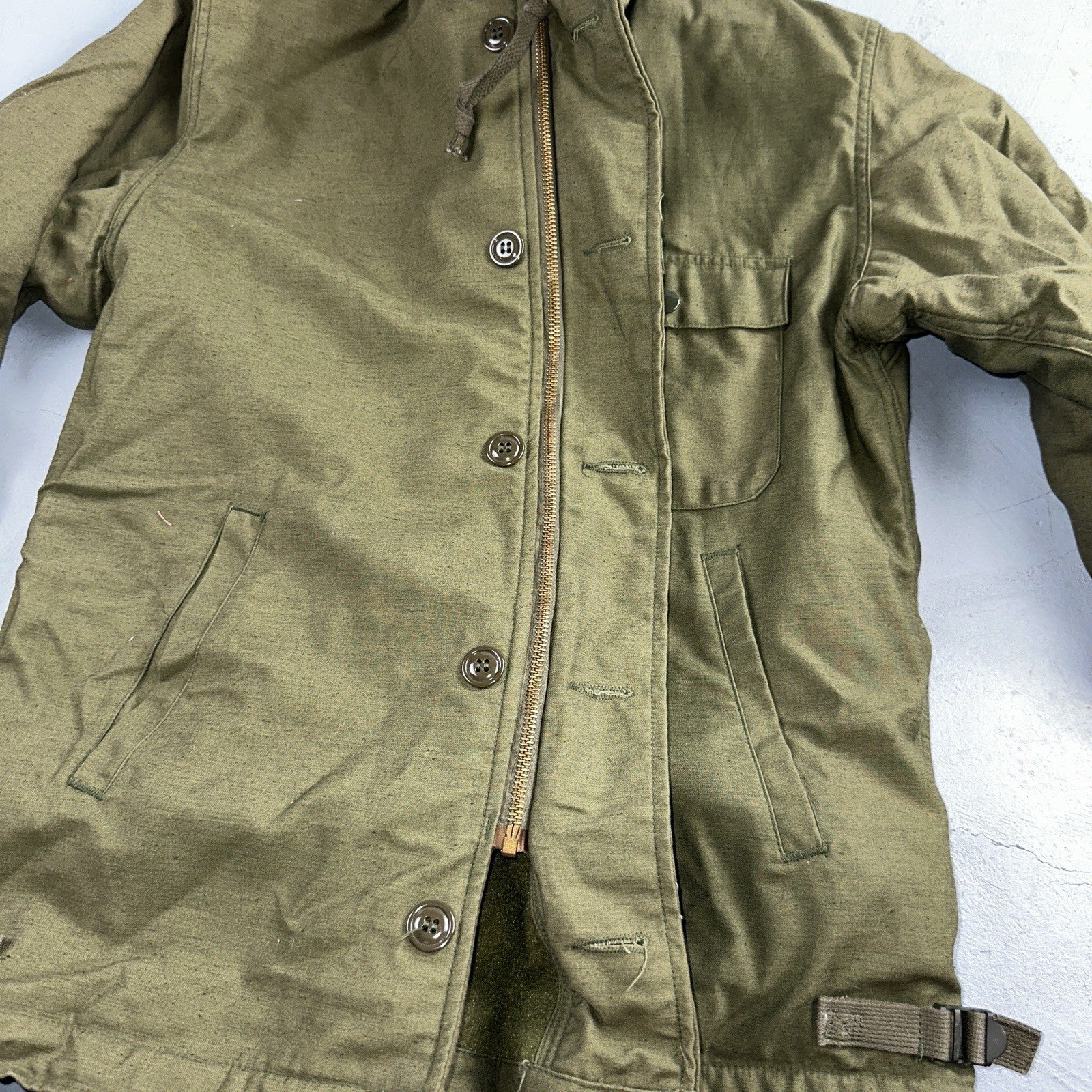 VTG 60s USN US Navy Military A-2 Intermediate Cold Weather Deck Jacket Stencil