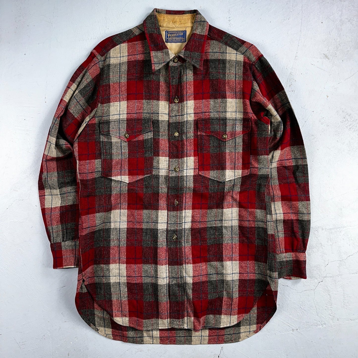 Pendleton VTG Burnside Shirt Plaid 100% Wool Button Down Size M Plaid 1950s Camp