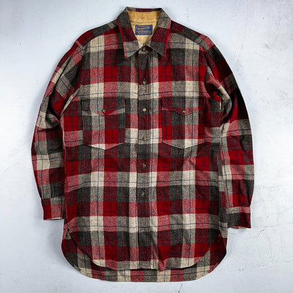 Pendleton VTG Burnside Shirt Plaid 100% Wool Button Down Size M Plaid 1950s Camp