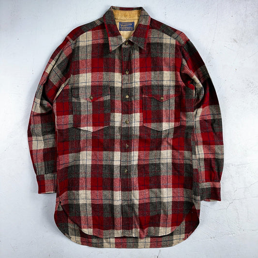 Pendleton VTG Burnside Shirt Plaid 100% Wool Button Down Size M Plaid 1950s Camp