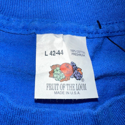 FOTL Blank 90s VTG T Shirt USA Pocket Blue Basic Simple Single Stitch Selvedge