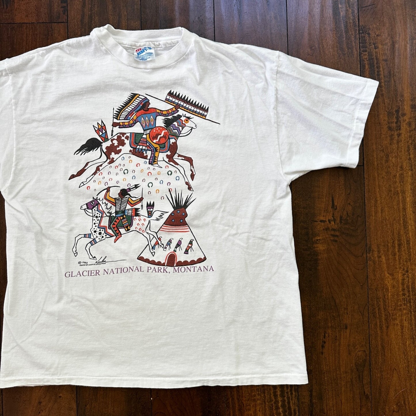 Glacier National Park Montana Hanes XL VTG T Shirt Indian Tribe Native American