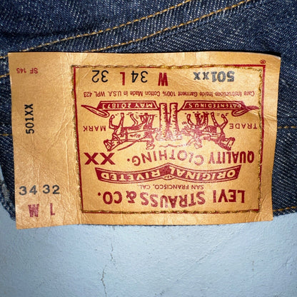Levis 501 Vintage 90s USA XX Straight Leg Jeans Blue Dark Wash 34x32 Act 31x29