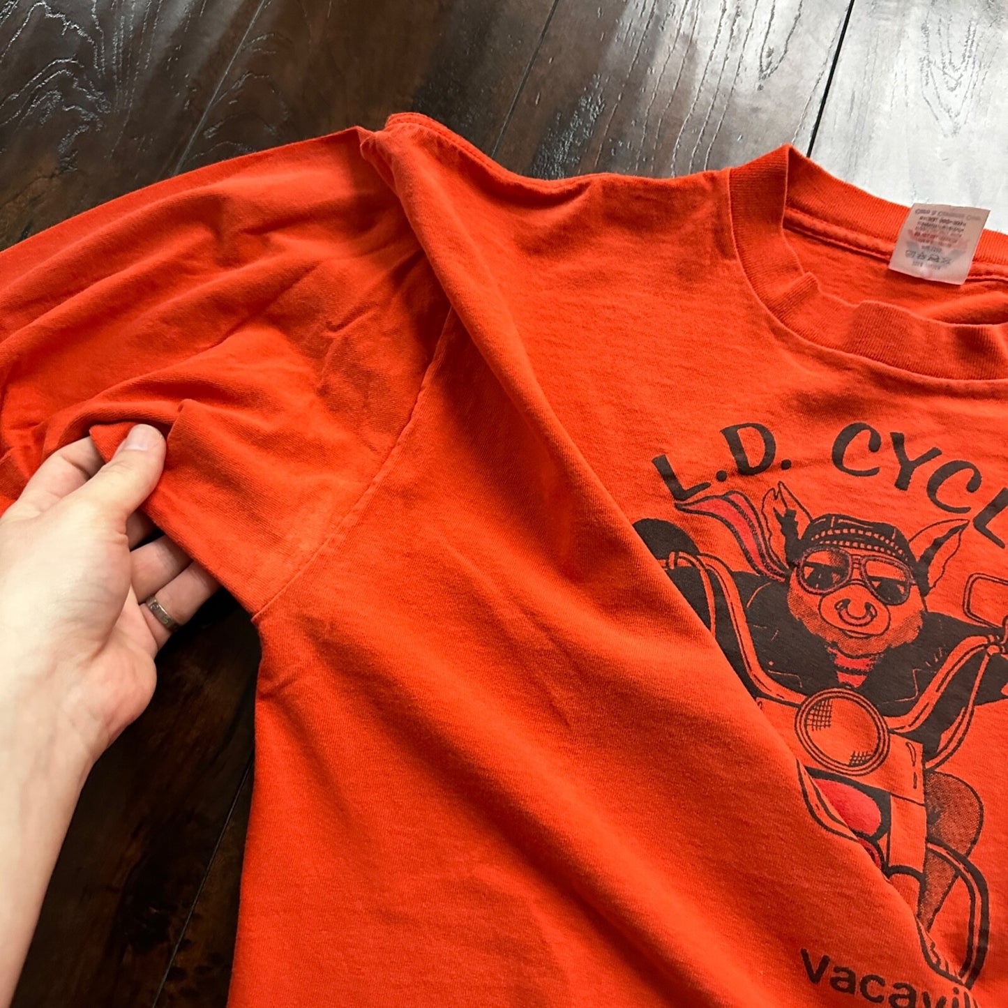 Vacaville California Hog Vintage T Shirt 80s Motorcycle Harley Davidson Pig LD