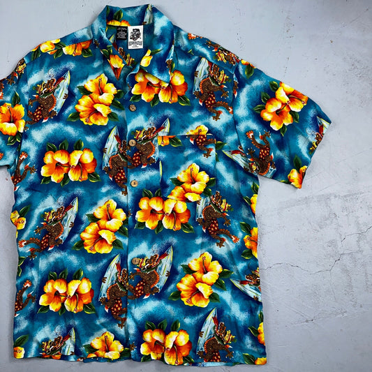 Vintage 90s Kennington Ltd. California Hawaiian Shirt All Over Print Floral Sz L