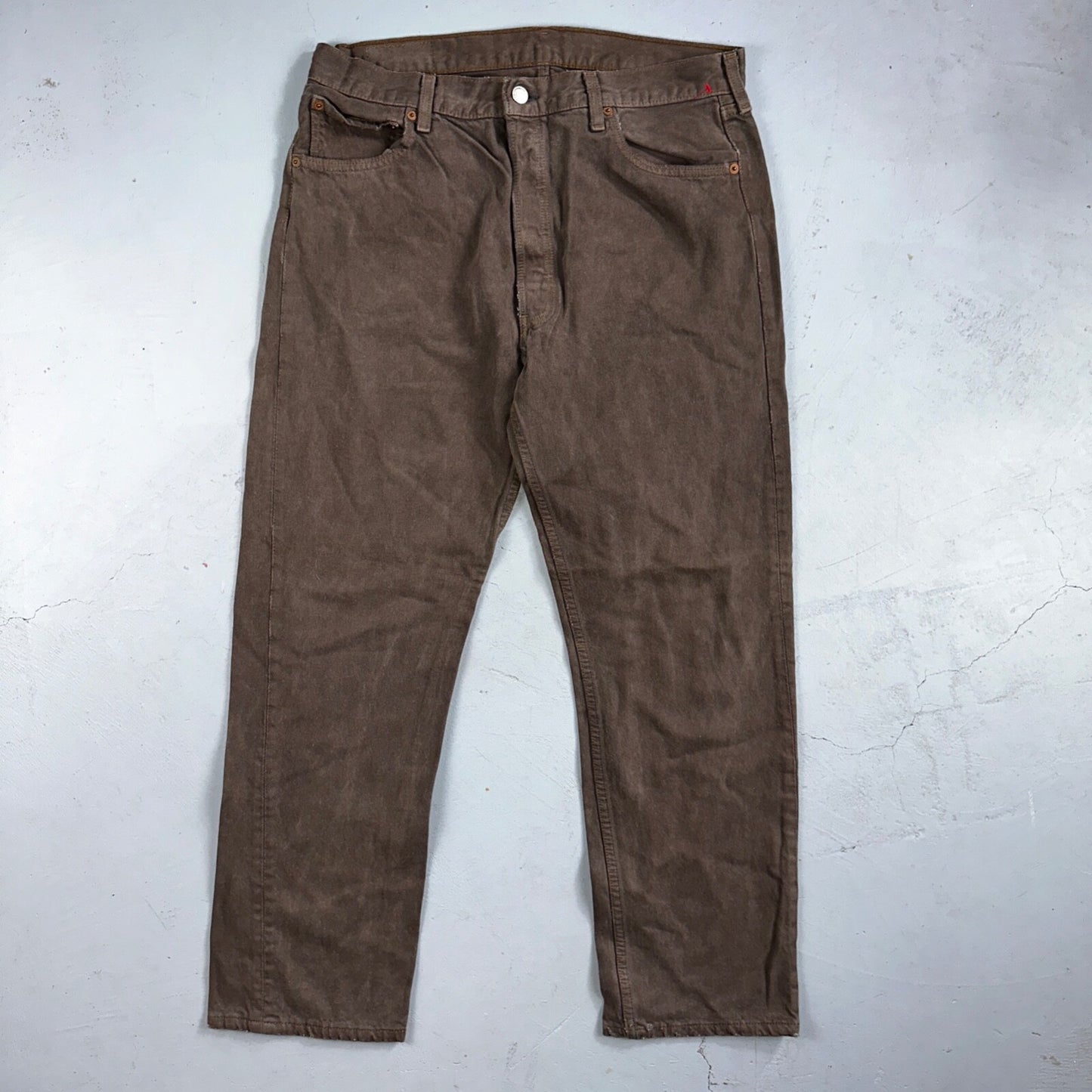 Levis 501 Vintage 90s USA XX Straight Leg Jeans Overdyed Brown 36x30 Act 33x29