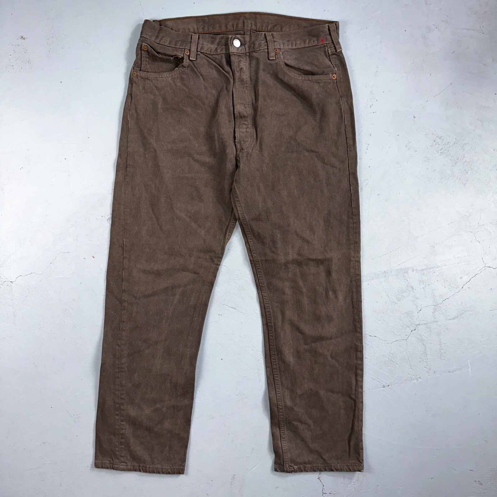 Levis 501 Vintage 90s USA XX Straight Leg Jeans Overdyed Brown 36x30 Act 33x29