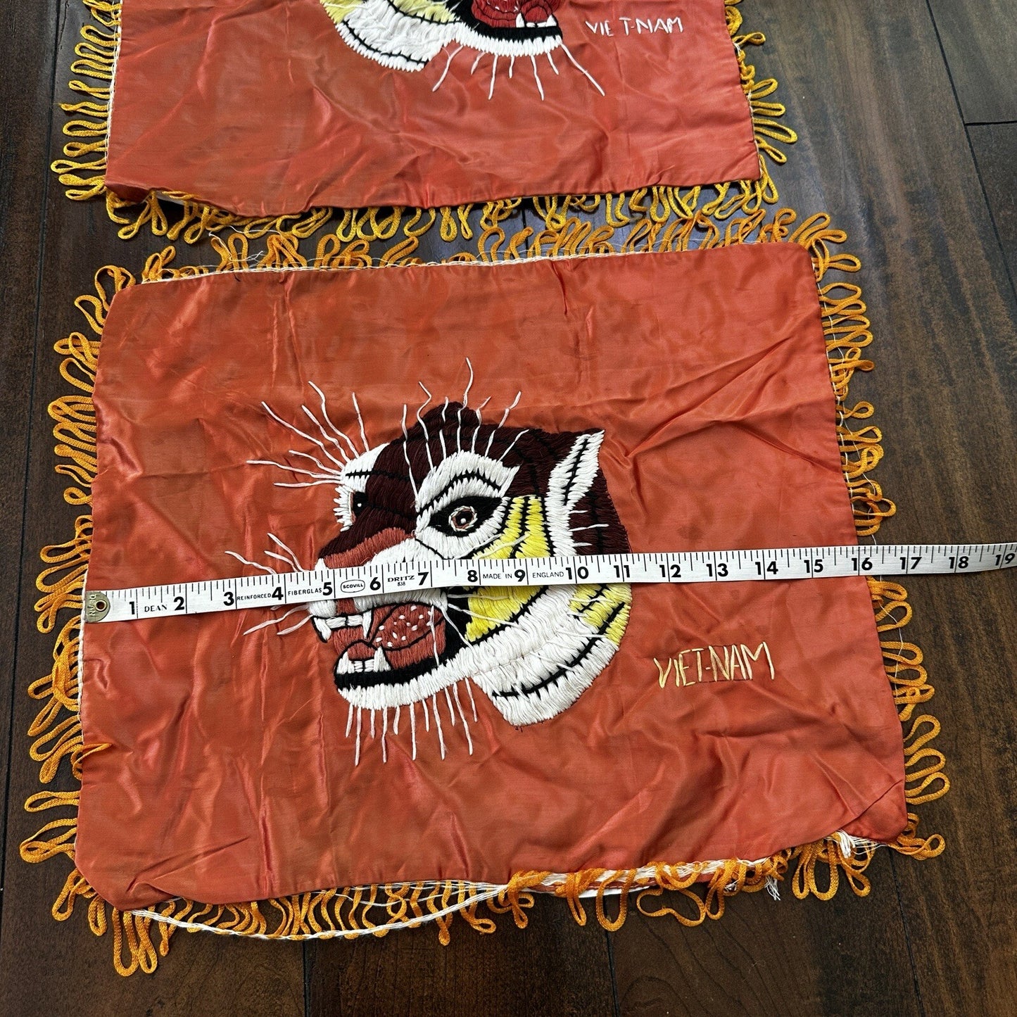 VTG Vietnam Handmade Silk Embroidered Tiger Souvenir Wall Art Collectible Jacket